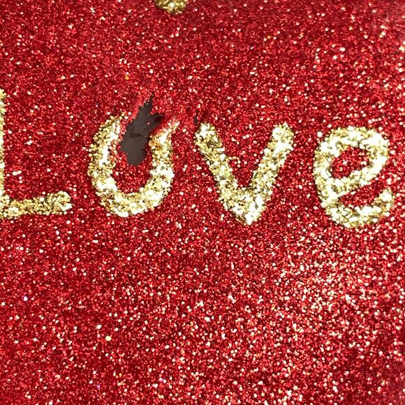 Landmark Creations Red Heart Ornament Handblown Glass Glitter Gold Love FLAWED - Picture 14 of 16